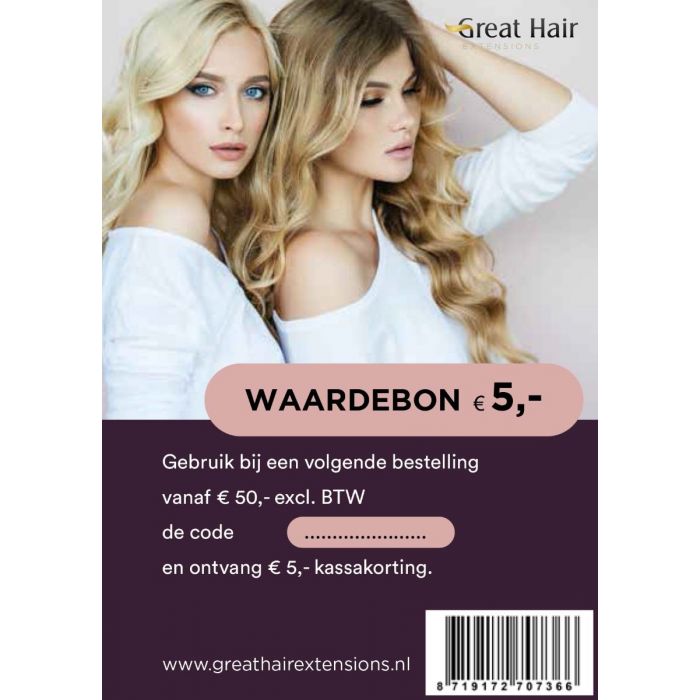 Great Hair Extensions 5euro Waardebon main product photo
