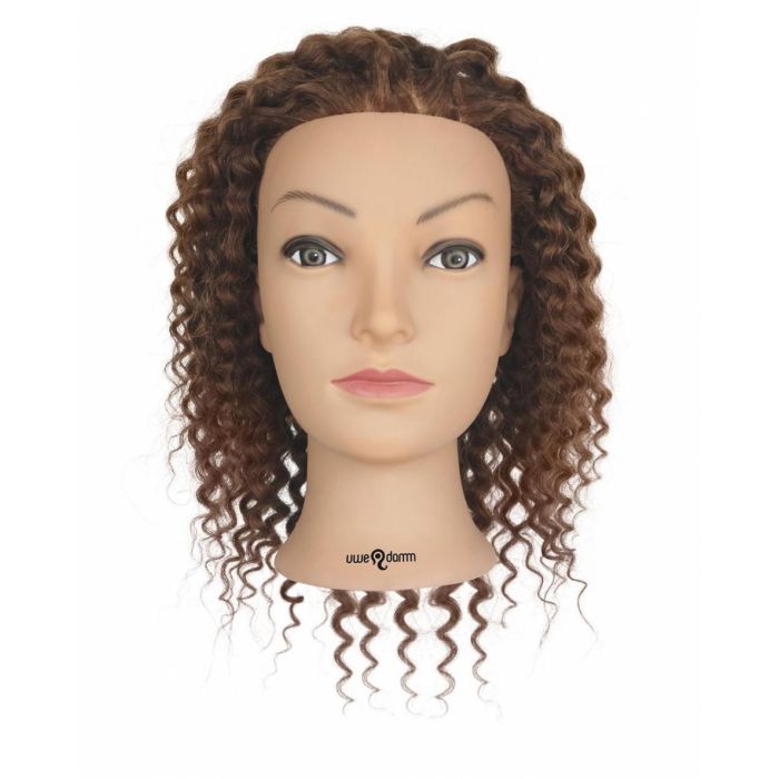 Uwe Damm Oefenhoofd Curly medium brown 30-35 cm main product photo