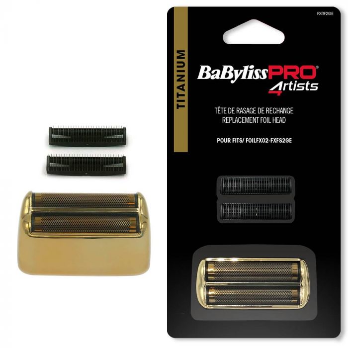 Babyliss PRO 4Artists Replacement Head Gold Metal Double Foil Shaver Zwart main product photo